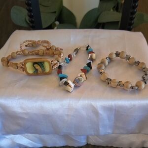 Handcrafted Wooden Religious Inspired Jewelry Set.